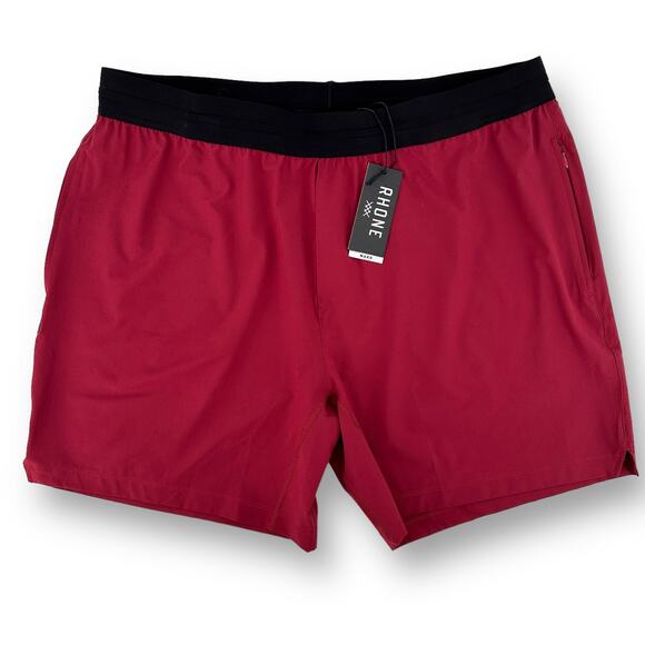 Rhone Mako 7" Unlined Tech Shorts Mens Size XXL Red Black Waistband - Picture 1 of 8